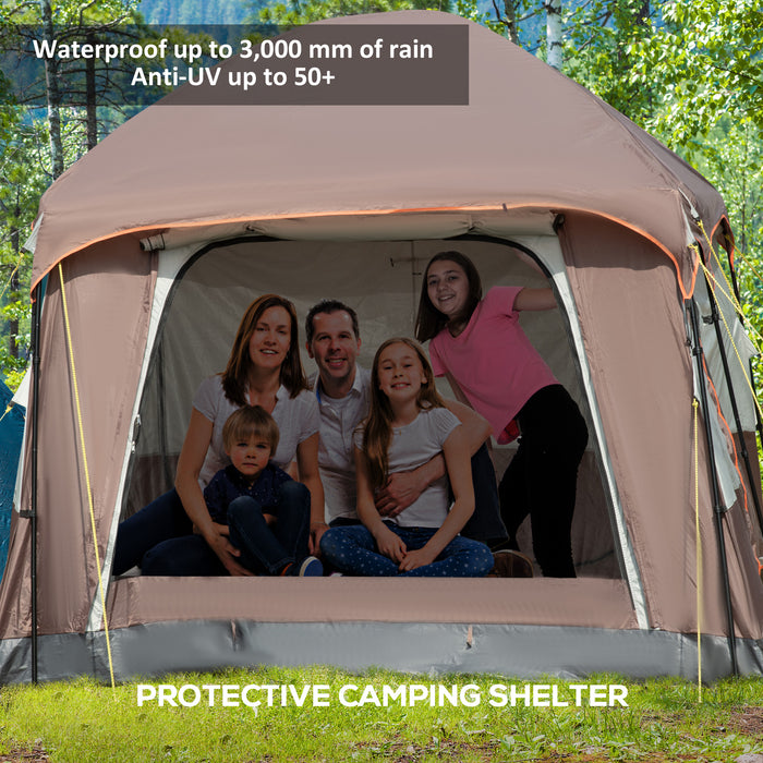 Two-Room 3-4 Person Camping Tent with UV50+ Protection - Dual-Chamber Outdoor Shelter with 3000 mm Water Resistance and Vestibule - Includes Groundsheet and Portable Bag for Hikers and Campers