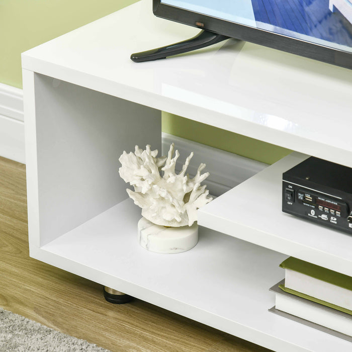 Modern High Gloss TV Stand - Storage Shelf and Drawer, Up to 45" Screen Compatibility - Stylish Entertainment Center for Living Room and Bedroom