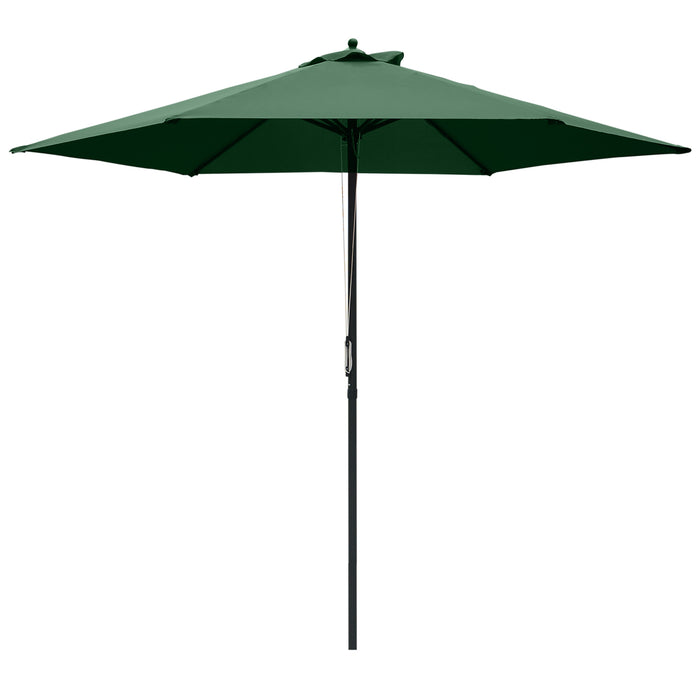 Outdoor 6-Rib 2.8m Green Patio Parasol - Sunshade Canopy with Manual Push Operation for Garden & Backyard - Ideal for Residential Outdoor Furniture