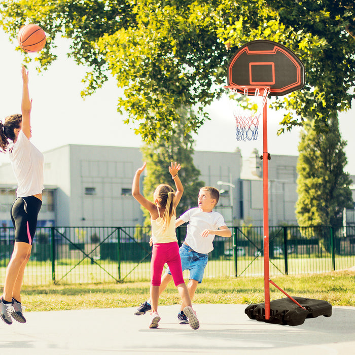 Adjustable Basketball Hoop Stand with Sturdy Steel Frame - Black/Red, Perfect for Outdoor Games - Ideal for Home Court & Player Training