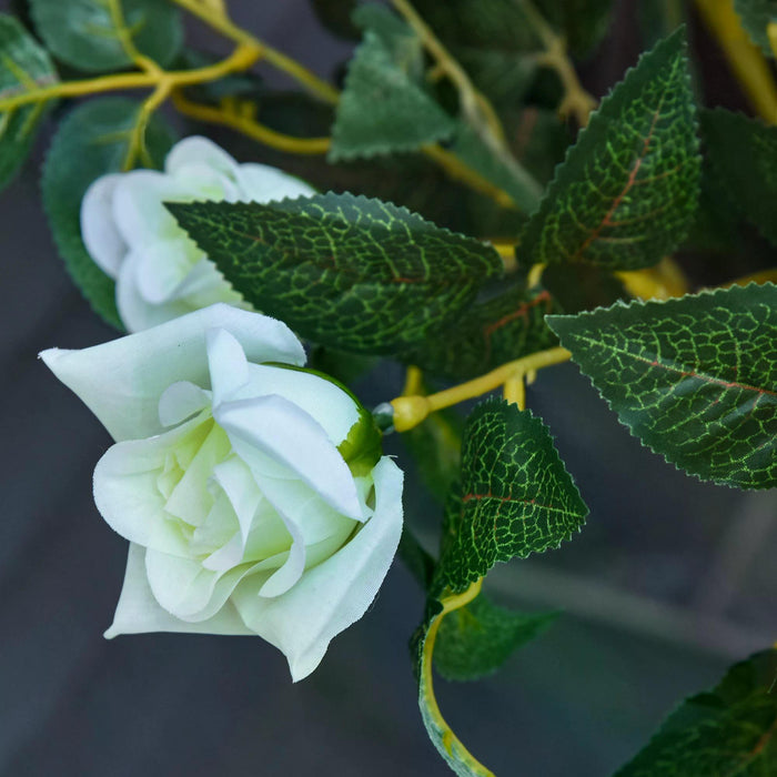 90cm Artificial Rose Tree with 21 Blooms - Faux Floral Decor in White & Green for Indoor/Outdoor - Elegant Accent for Home, Office, or as Event Centerpiece