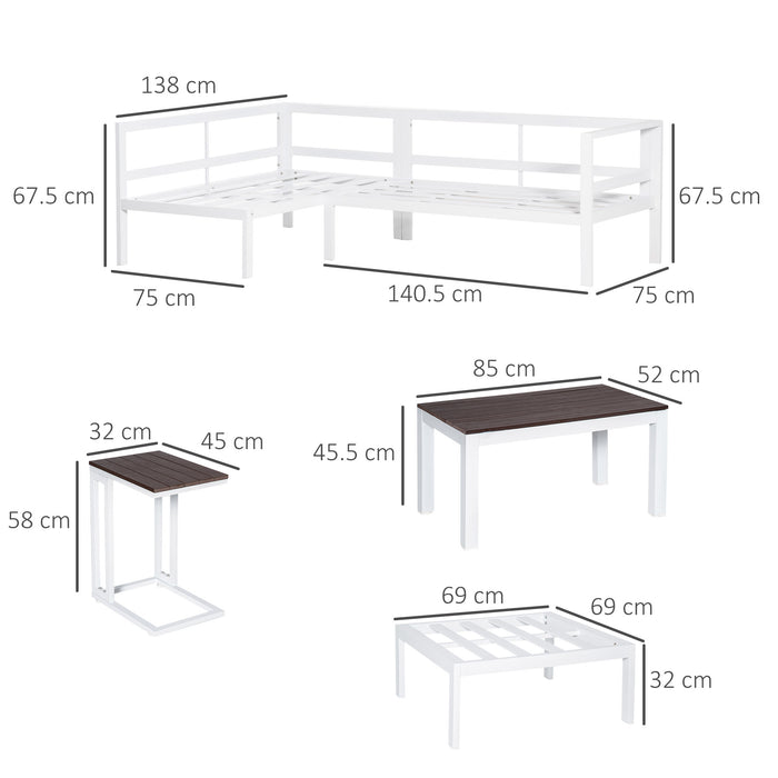 5-Piece L-shaped Aluminium Garden Set - Corner Sofa with Cushions & Coffee Table - Perfect Outdoor Seating for Patio & Entertaining Guests