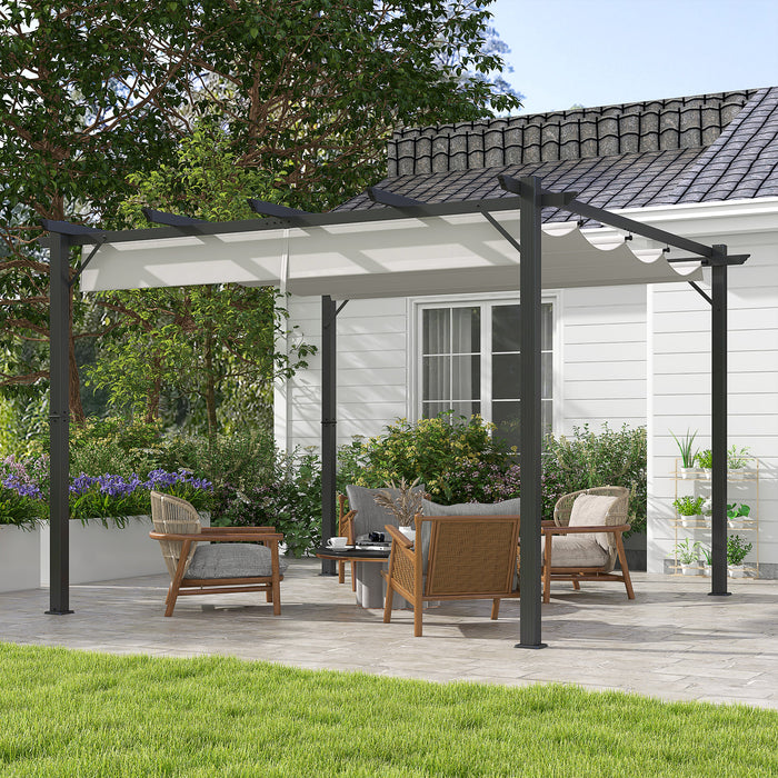 Aluminium Pergola Canopy Gazebo - 3x3m Outdoor Garden Sun Shade and Shelter, Light Grey - Ideal for Marquee Parties and BBQs