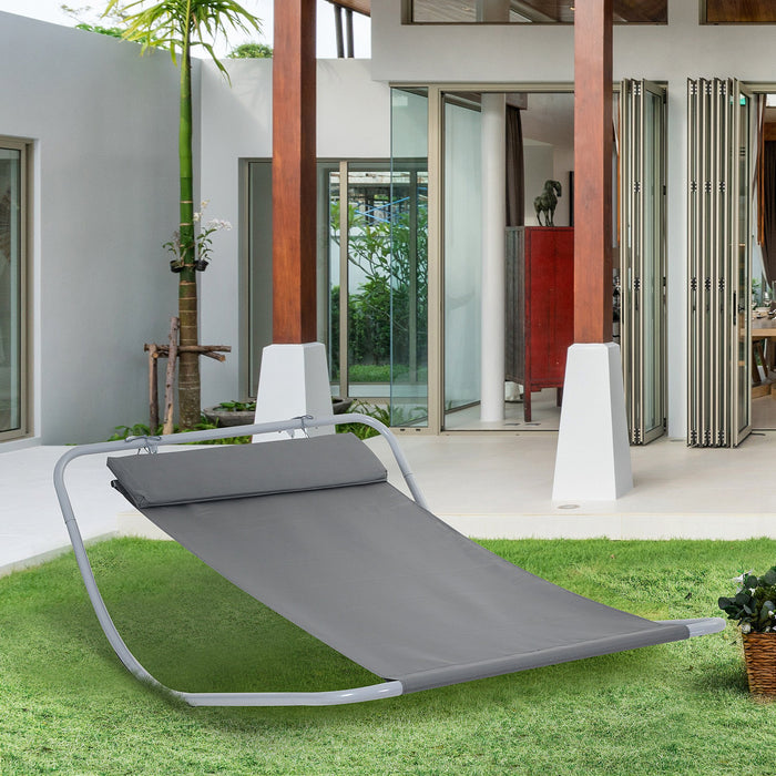 Rocking Hammock Bed in Grey - Single Sleeper Outdoor Furniture with Soothing Motion - Ideal for Patio Relaxation and Comfort