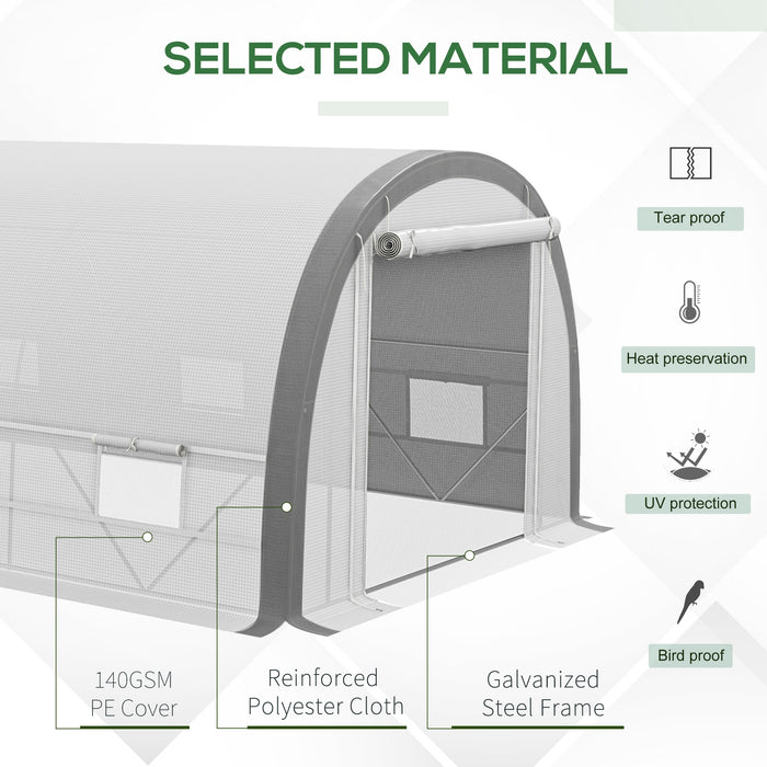 Polytunnel Greenhouse 6x3m - Upgraded Structure with Mesh Door and Windows, includes 15 Plant Labels - Ideal for Season-Extending Gardening & Plant Protection