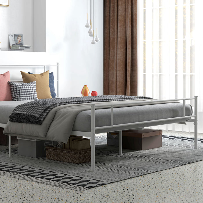 King Bed Frame with Headboard and Footboard - Sturdy Metal Construction and Slat Support - Elevated Design for 31cm Underbed Storage Space