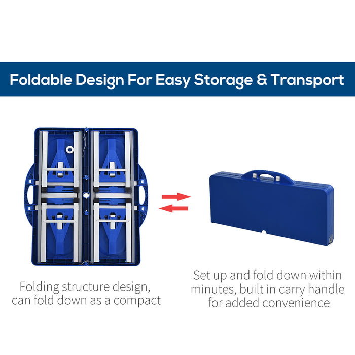 Portable Picnic Table with Attached Bench Set - Sturdy, Foldable, and Weather-Resistant - Ideal for Outdoor Family Gatherings and Park Visits