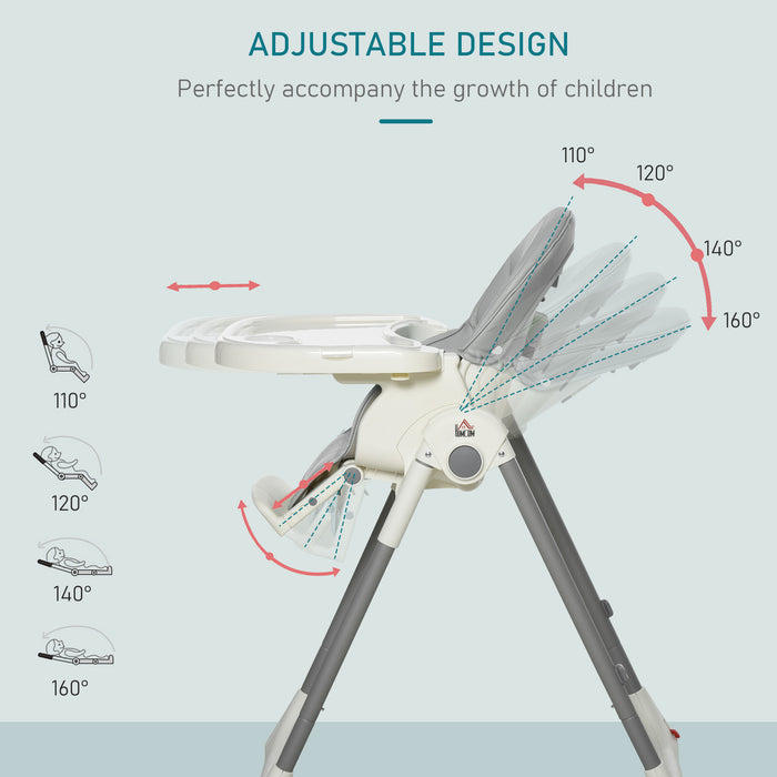 Convertible Baby to Toddler High Chair - Foldable, Height-Adjustable, with 5-Point Harness and Removable Tray - Easy Mobility with Wheels, Ideal for Mealtime and Playtime