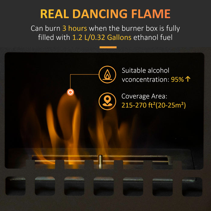 Ethanol Fireplace Heater - Free Standing Bioethanol Stove with 1.5L Fuel Tank, 3-Hour Burn Time - Ideal for Cozy Indoor Heating