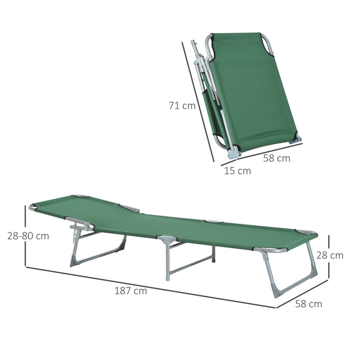 Adjustable Portable Lounger - Durable Oxford Cloth Construction in Green - Comfortable Outdoor Relaxation and Sunbathing Chair