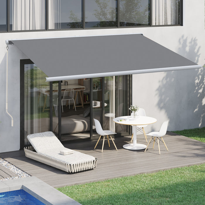 Full Cassette Electric/Manual Retractable Awning 4x3m - UV Protection Patio Door & Window Canopy with Remote - Shade Solution for Outdoor Comfort