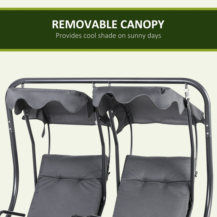 Modern Outdoor Canopy Swing with Separate Seating - Comfortable Relaxation Chairs with Cushions, Removable Shade - Ideal for Patio, Garden, or Backyard Lounging