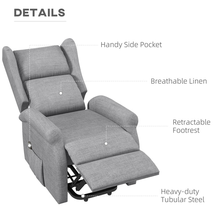 Fabric Electric Power Lift Recliner Chair with Remote - Comfortable Motorized Lounge Chair for Elders, Grey - Ideal for Assistance in Living Room Spaces