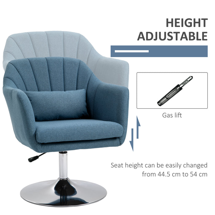 Contemporary Swivel Accent Chair - Adjustable Comfort Vanity Armchair with Lumbar Support, Thick Cushion & Armrest - Ideal for Bedroom and Office Relaxation