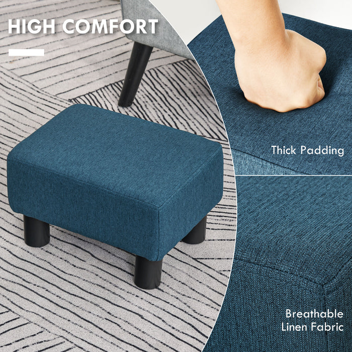 Linen Upholstered Ottoman Cube - Sturdy Plastic-Legged Footstool - Versatile Seating & Comfort for Living Spaces