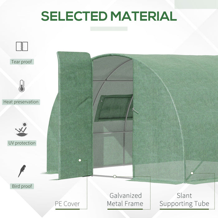 Walk-In Polytunnel Greenhouse - 4x3x2m Heavy-Duty Steel Frame with Metal Hinged Door & Mesh Windows - Ideal for Extended Season Gardening & Plant Protection