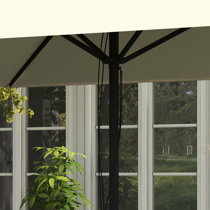 Patio Parasol Sun Shade Umbrella with Air Vent - Beige Market Umbrella with Piping Edge for Outdoor Table - UV Protection and Wind-Resistant Canopy for Garden and Backyard