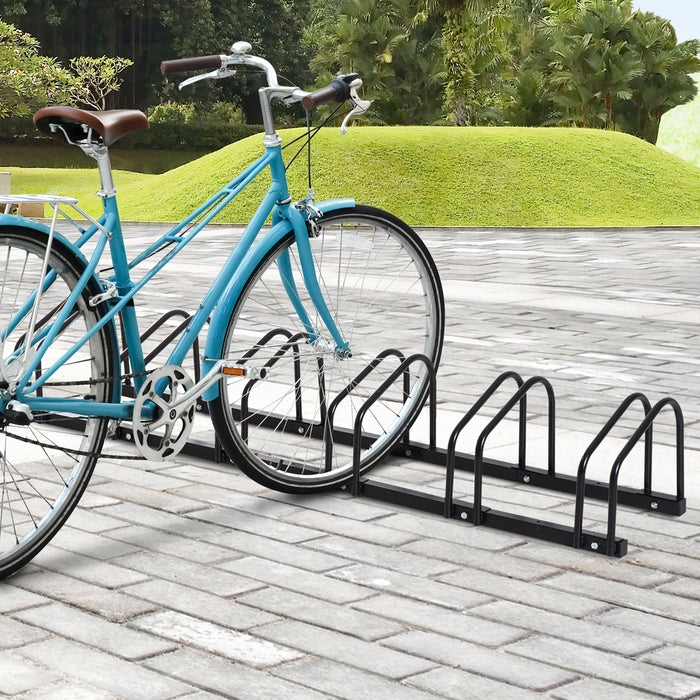 Bicycle Parking Stand Rack - Secure Floor or Wall Mount Bike Storage Solution, 179L x 33W x 27H - Ideal for Cyclists and Garage Organization, 6 Spaces, Black