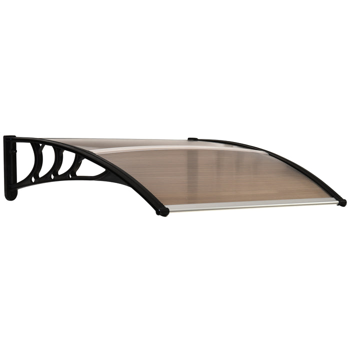 Curved Polycarbonate Door Awning - Aluminium and Rigid Plastic, UV and Water-Resistant, Modern Brown Canopy - Outdoor Protection for Entrances and Windows