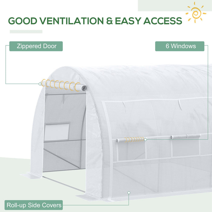 Polytunnel Greenhouse - 3x3x2m Walk-In Tent, Steel Frame, Reinforced Cover, Zippered Door & 6 Ventilation Windows - Ideal for Garden Plant Protection and Growth