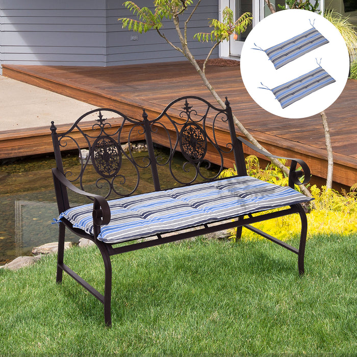 Outdoor Patio Swing Bench Cushion Set - Comfortable 120x50x5 cm Blue Striped Seat Pads for 2-3 Seaters - Ideal for Garden, Balcony, and Backyard Relaxation