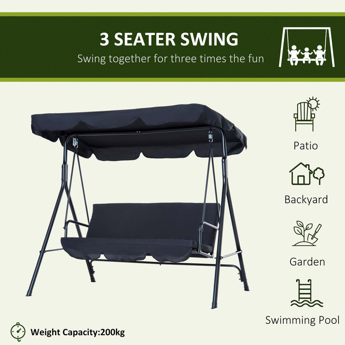 Heavy-Duty 3-Seater Canopy Swing Chair - Garden Rocking Bench with Metal Frame & Top Roof - Ideal for Patio Relaxation and Outdoor Lounging