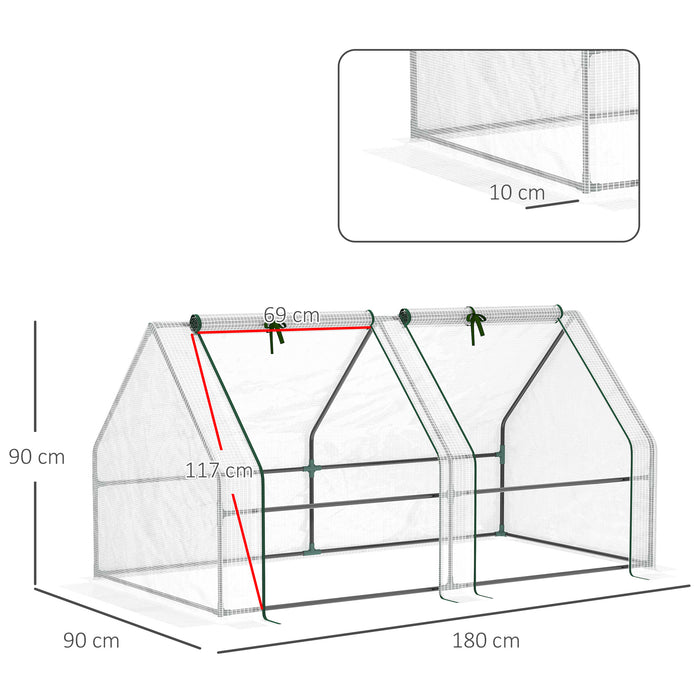 Compact Greenhouse Kit with Durable Steel Frame and PE Cover - 180x90x90 cm Portable Garden Poly Tunnel with Roll-Up Zippered Door - Ideal for Plant Growth and Vegetable Protection