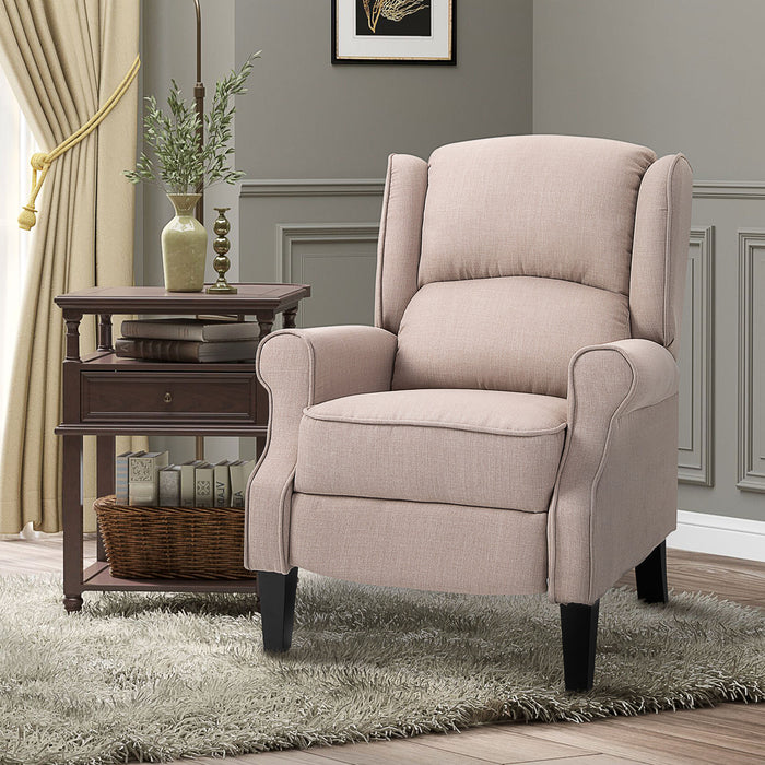 Heated Reclining Massage Armchair with Footrest - Beige Linen Fabric - Ideal for Relaxation and Comfort at Home