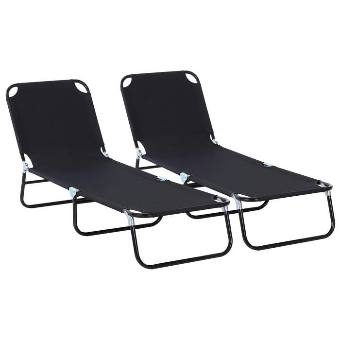 Foldable Sun Lounger Set - 5-Position Adjustable Backrest and Lightweight Portable Frame - Ideal for Patios, Gardens, and Poolside Relaxation