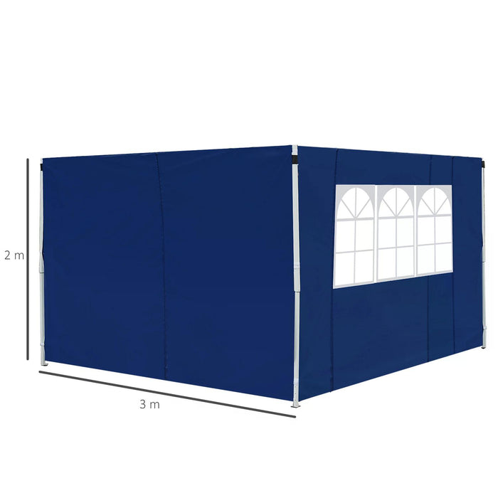 3M Gazebo - Exchangeable Side Panels with Window, Blue - Ideal for Outdoor Events and Privacy