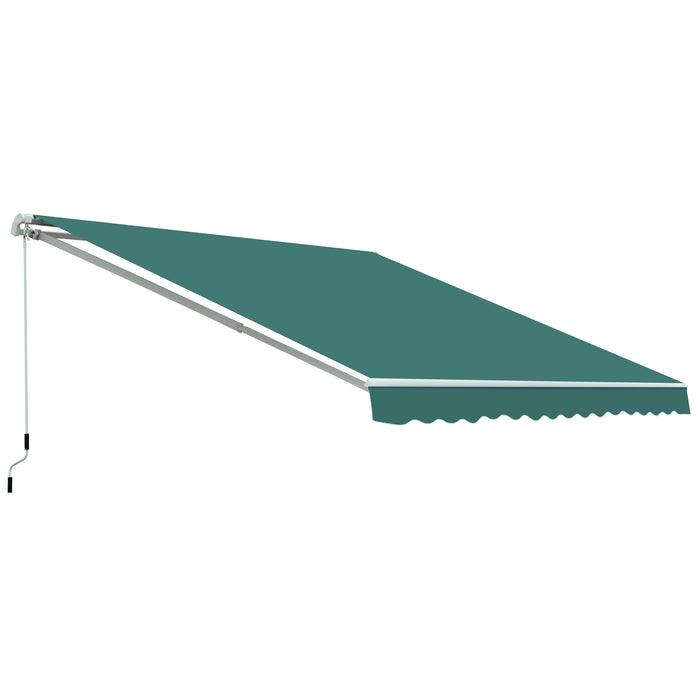 Garden Patio Manual Retractable Awning - 3.5 x 2.5m UV Protection Sun Shade with Winding Handle, Green - Outdoor Living Space Comfort and Sun Shelter Solution