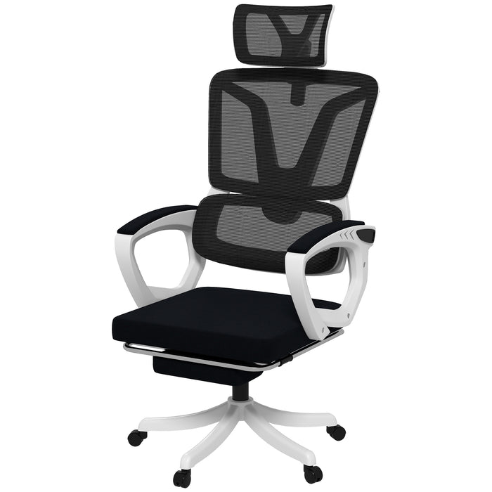 Adjustable Mesh Office Chair - Ergonomic Reclining Desk Chair with Headrest, Lumbar Support & Footrest - Comfortable Swivel Chair for Home Office and Gaming