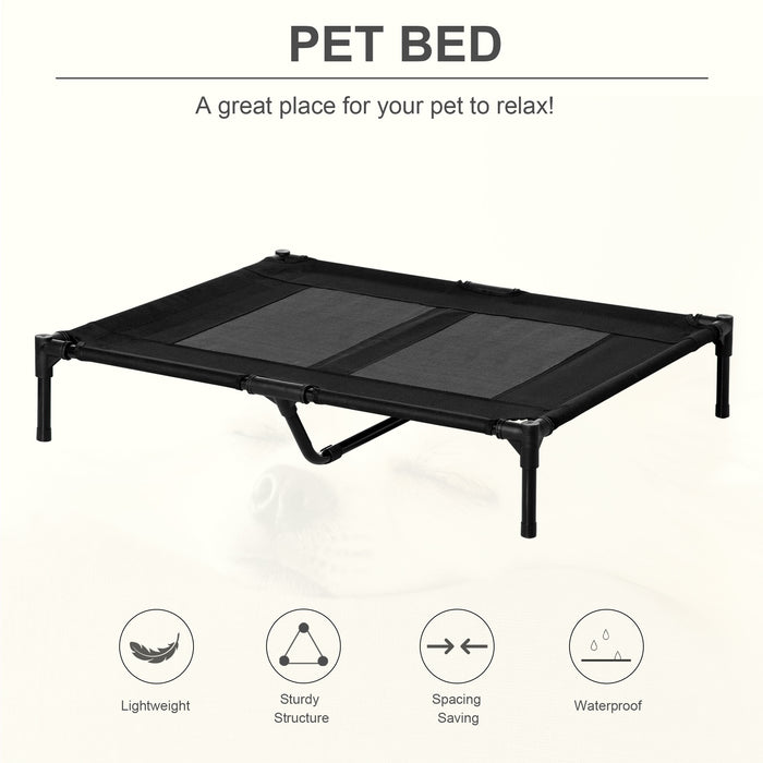 Elevated Pet Cot with Metal Frame - Large Cooling Mesh Bed for Dogs and Cats, Ideal for Camping and Outdoor Use - Lifted and Portable Design for Indoor Comfort and Airflow