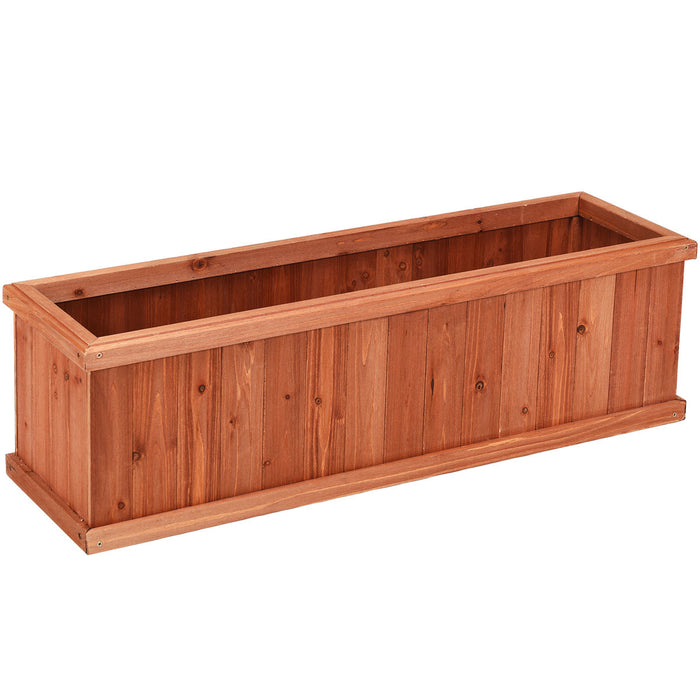 Wooden Rectangular Garden Planter Box - With Drain Holes for Efficient Water Management - Ideal for Gardeners and Urban Gardening Enthusiasts