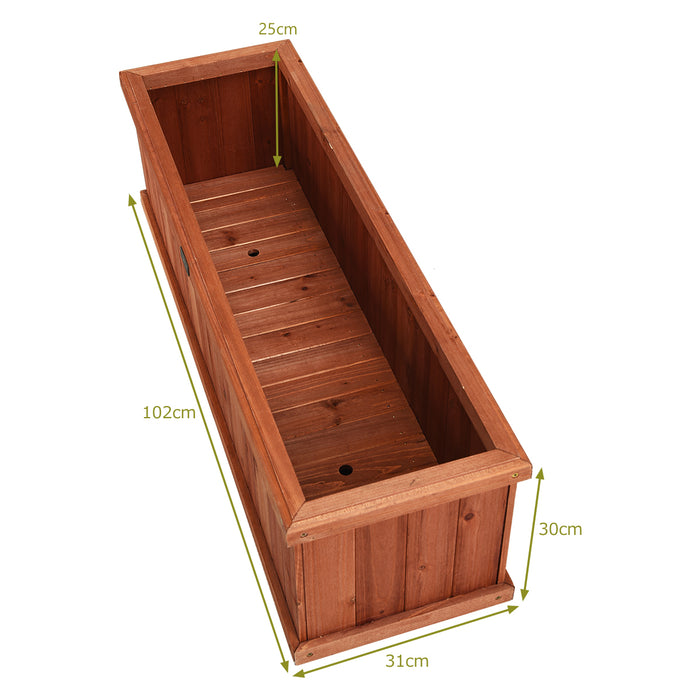 Wooden Rectangular Garden Planter Box - With Drain Holes for Efficient Water Management - Ideal for Gardeners and Urban Gardening Enthusiasts