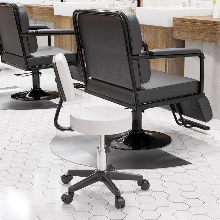 Swivel Salon Chair with Padded Backrest - 5-Wheel Adjustable Height & Rolling Base for Hairdressers, Tattoo Artists, and Spa Professionals - Comfortable Seating for Beauty Salons and Studios