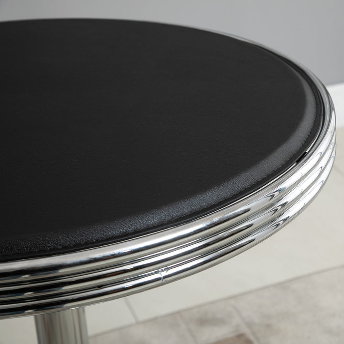 Adjustable Round Pub Table with Faux Leather Top - Counter Height Dining or Bar Furniture with Footrest - Ideal for Home Dining Room or Home Bar Entertaining