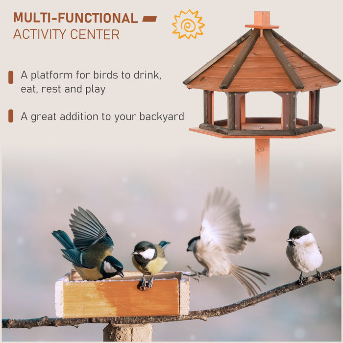 Outdoor Wooden Bird Feeder and Birdhouse - 130cm Water-Resistant Roof, Playstand Design - Ideal for Garden Wildlife Enthusiasts