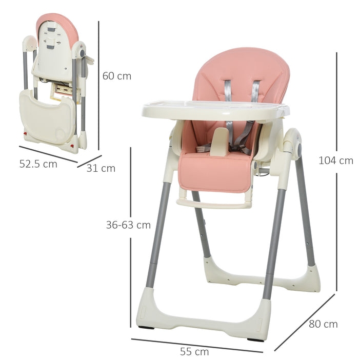 Convertible High Chair for Babies and Toddlers - Foldable, Height-Adjustable, and Wheeled with 5-Point Harness - Perfect for Feeding and Seating Young Children