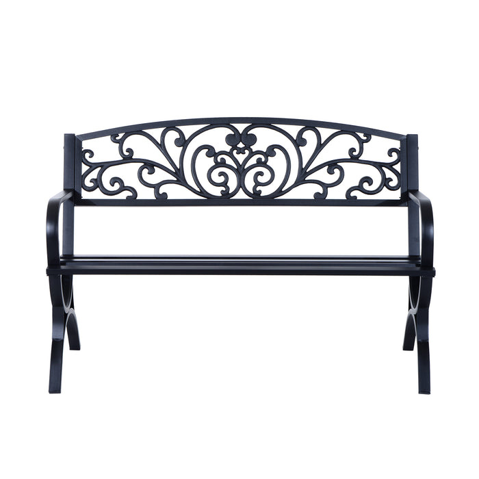 2 Seater Metal Garden Bench - Durable Outdoor Park Porch Patio Loveseat Chair - Ideal Seating for Garden & Romantic Evenings for Couples