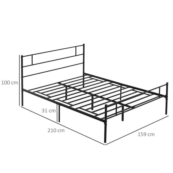 King Size Sturdy Metal Bed Frame with Headboard & Footboard - Robust Bedstead Base with Slat Support and Ample Underbed Storage - Ideal Bedroom Furniture for Spacious, Organized Sleeping Area