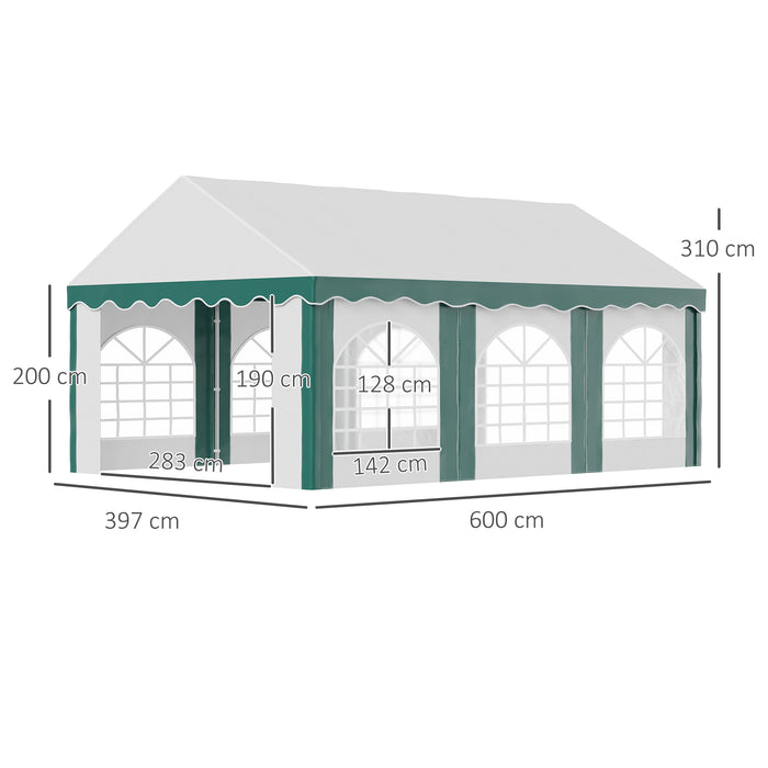 Deluxe 6x4m Garden Gazebo Marquee - Galvanised Party Tent with Sides, Six Windows, Double Doors - Ideal for Weddings, Parties, and Outdoor Events