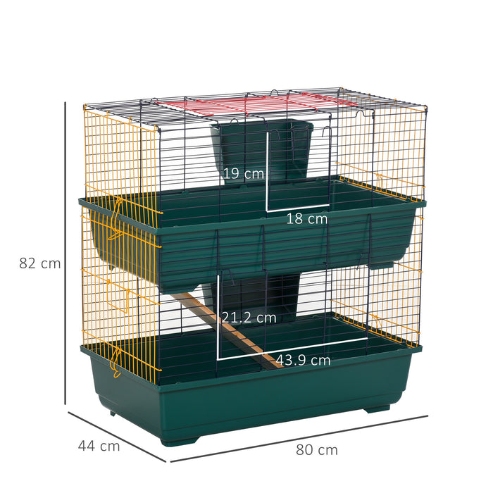 2-Story Large Animal Cage Habitat - Equipped with 3 Accessible Doors & Accessories - Ideal for Chinchillas, Guinea Pigs, and Small Puppies