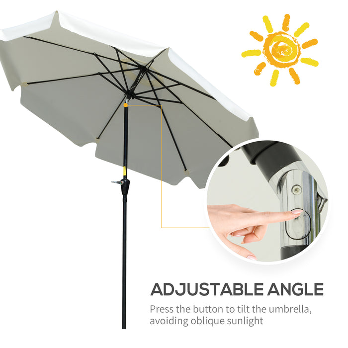 Outdoor Sunshade Parasol - 2.66m Cream White Patio Umbrella with Elegant Ruffles & 8 Sturdy Ribs - Ideal for Garden and Table Sun Protection