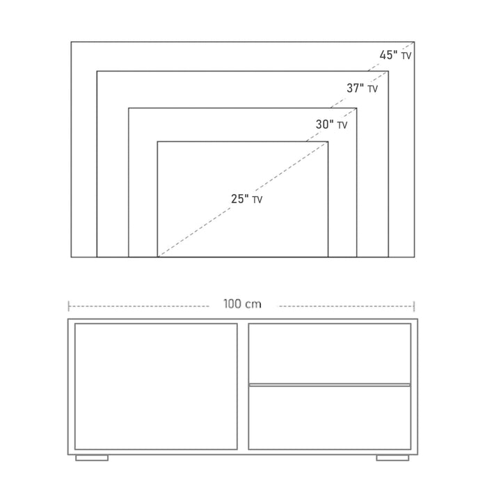 High Gloss White TV Stand Media Unit - Contemporary Cabinet with 2 Shelves and Storage - Ideal for Living Rooms and Office Spaces