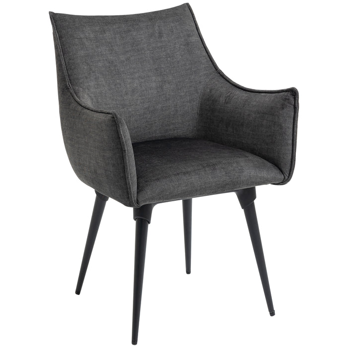 Elegant Dark Grey Accent Chair - Living Room and Bedroom Comfy Armchair with Durable Steel Legs - Perfect for Home Relaxation and Stylish Comfort