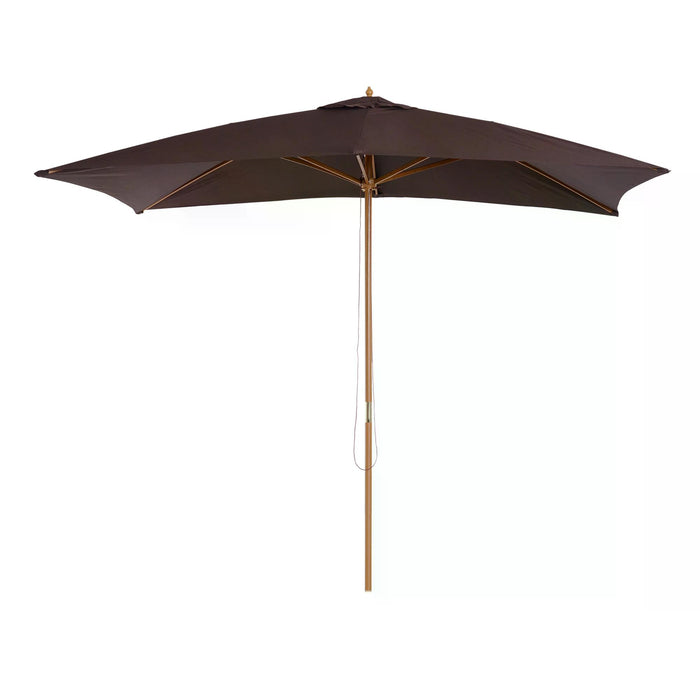 Wooden Garden Parasol - Dark Coffee 2x3m Outdoor Sun Umbrella with Canopy Shade - Ideal for Patio, Deck, and Poolside Relaxation