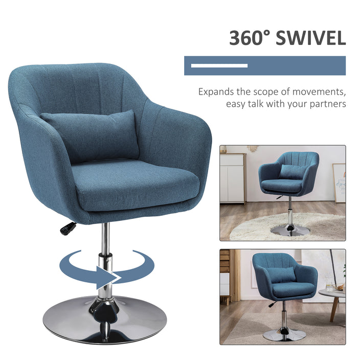 Contemporary Swivel Accent Chair - Adjustable Comfort Vanity Armchair with Lumbar Support, Thick Cushion & Armrest - Ideal for Bedroom and Office Relaxation