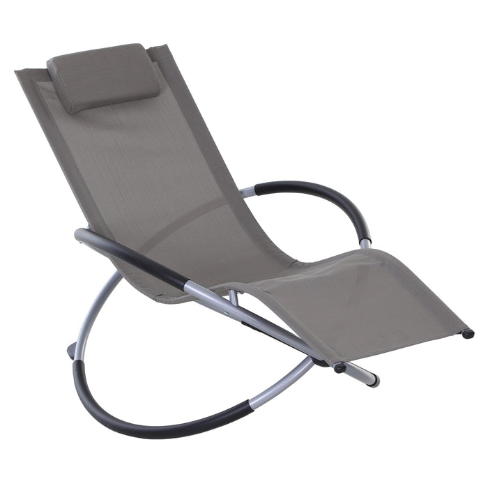 Zero Gravity Patio Chaise - Foldable Rocking Chair with Pillow, Outdoor Orbital Lounger - Perfect for Deck, Garden Relaxation