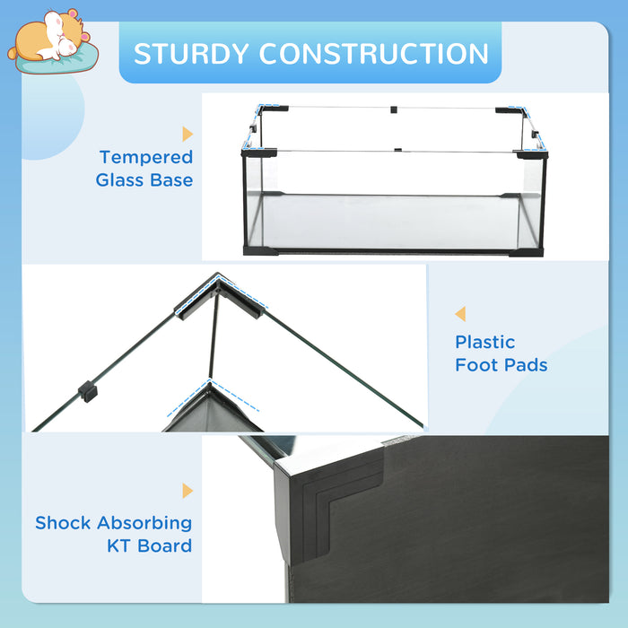 3-Tier Hamster & Gerbil Habitat - Deep Glass Bottom, Non-Slip Ramps, and Exercise Platforms with Hut & Wheel - Ideal for Syrian & Dwarf Hamsters